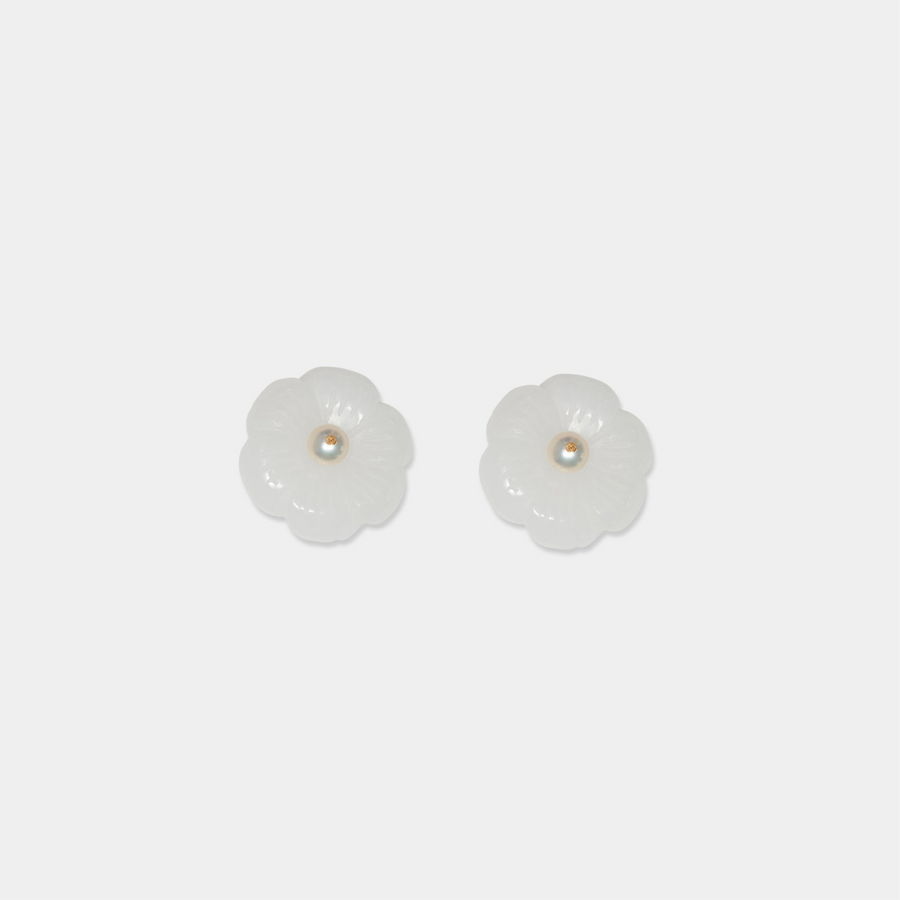 White Jade Flower Earrings