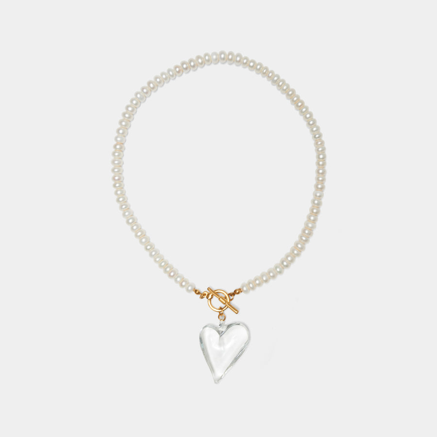 Heart of Glass Toggle Pearl Necklace