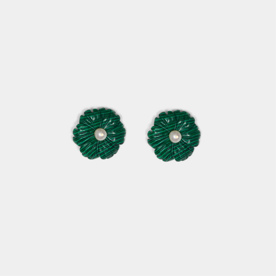 Malachite Flower Earrings