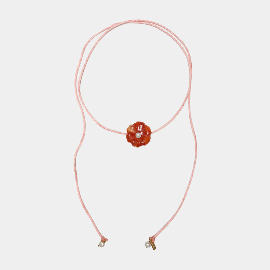 Red Agate Flower Necklace