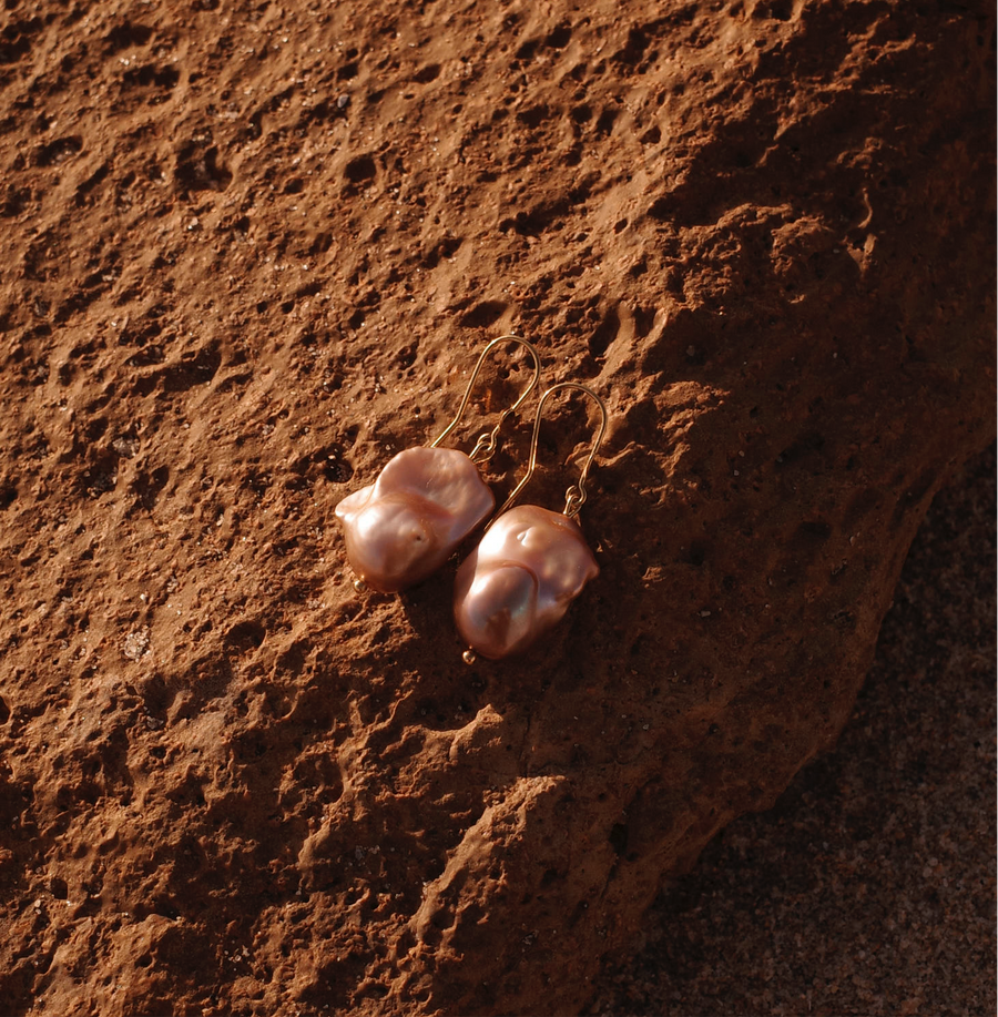 Hooked Heart Pink Baroque Earrings