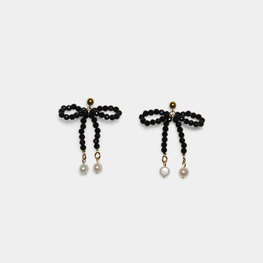 Black Crystal Bow Earrings