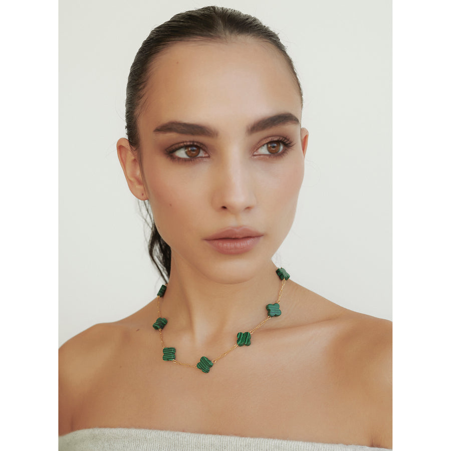 Green Clover Chain Necklace
