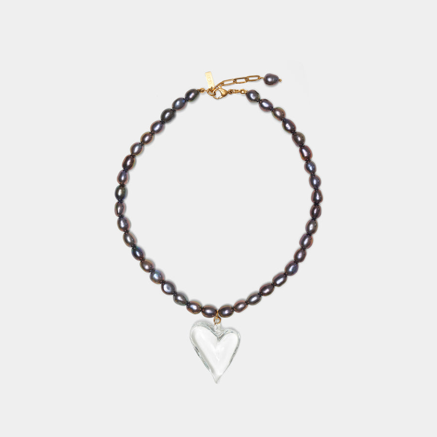 Heart of Glass Nero Pearl Necklace