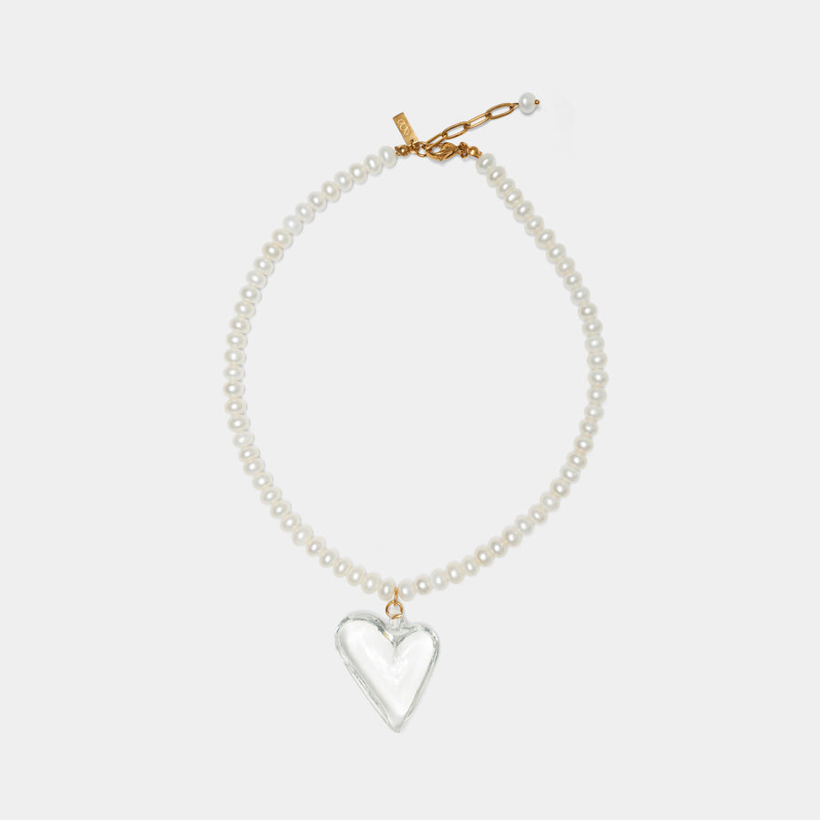 Heart of Glass Pearl Necklace