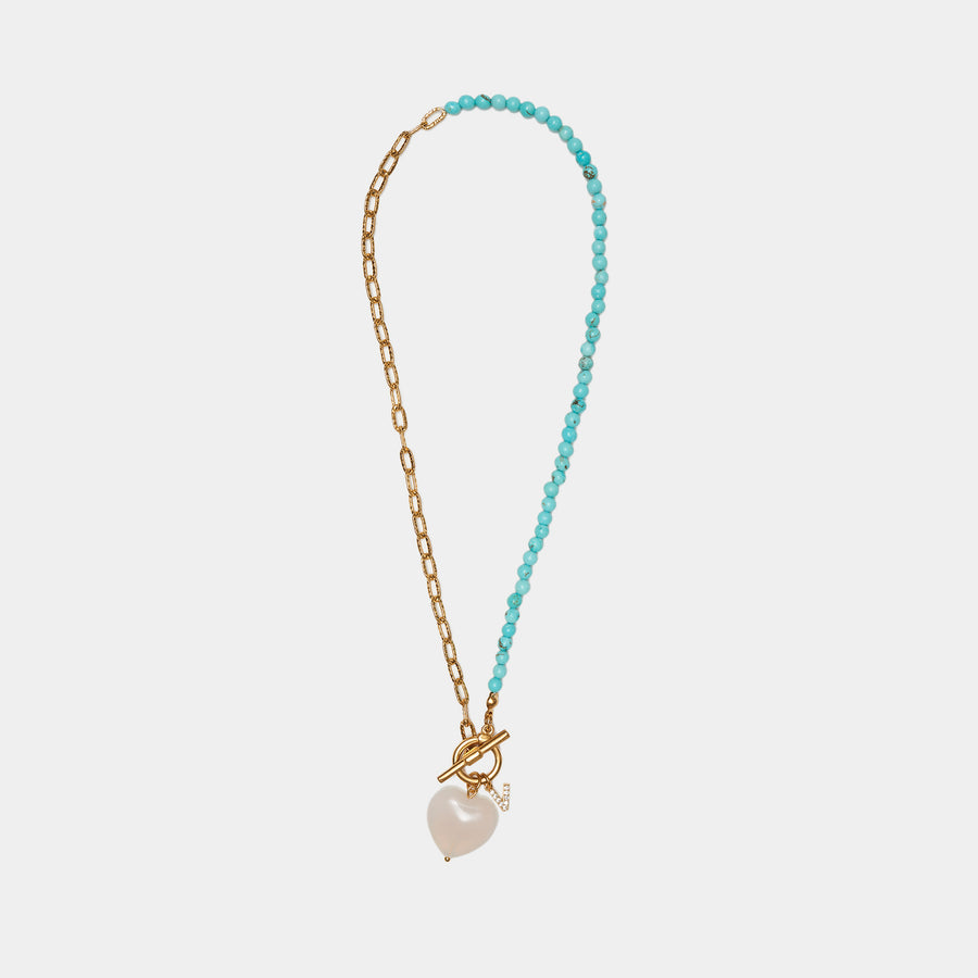 Initial Turquoise Heart Necklace