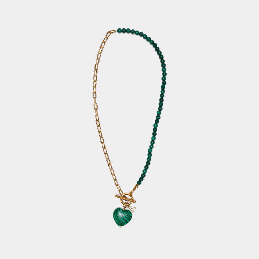 Initial Malachite Heart Necklace