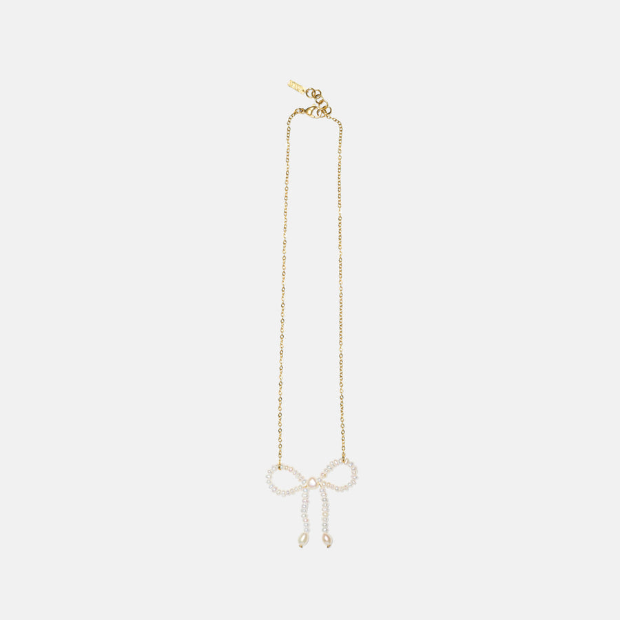 Pearly Bow Chain Necklace