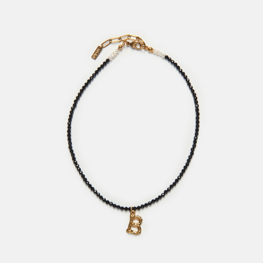 Initial Black Tourmaline Choker