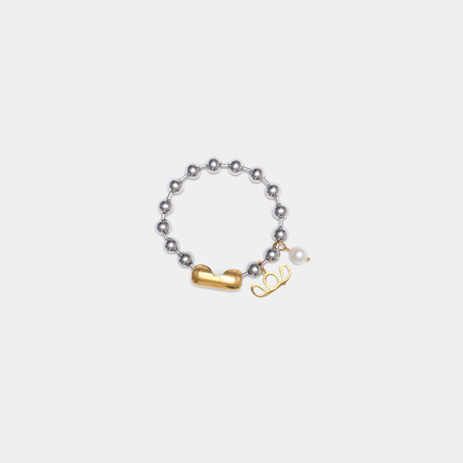 Bicolor Labelled Ball Chain Bracelet