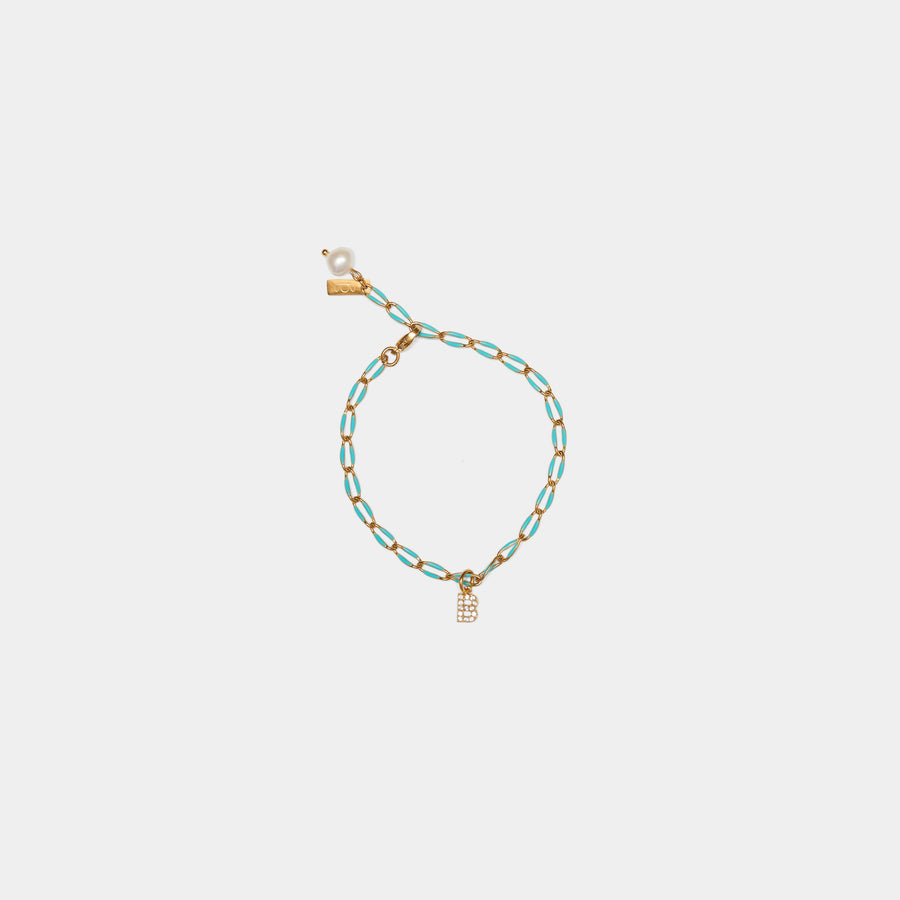 Initial Turquoise Enamel Bracelet