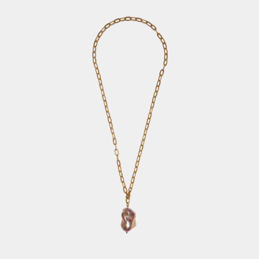 Adjustable Pink Baroque Chain Necklace