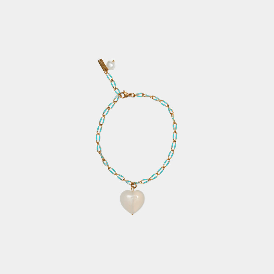 Turquoise Enamel Heart Anklet