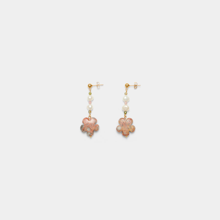 Flora Gemstone Pearl Earrings