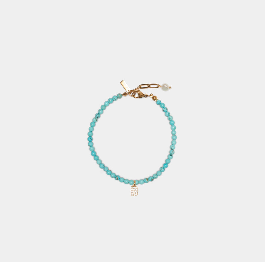 Initial Turquoise Anklet