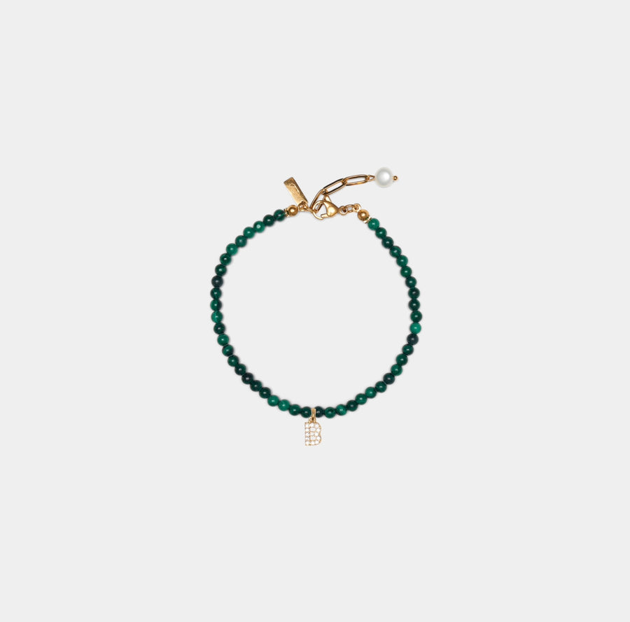 Initial Malachite Anklet
