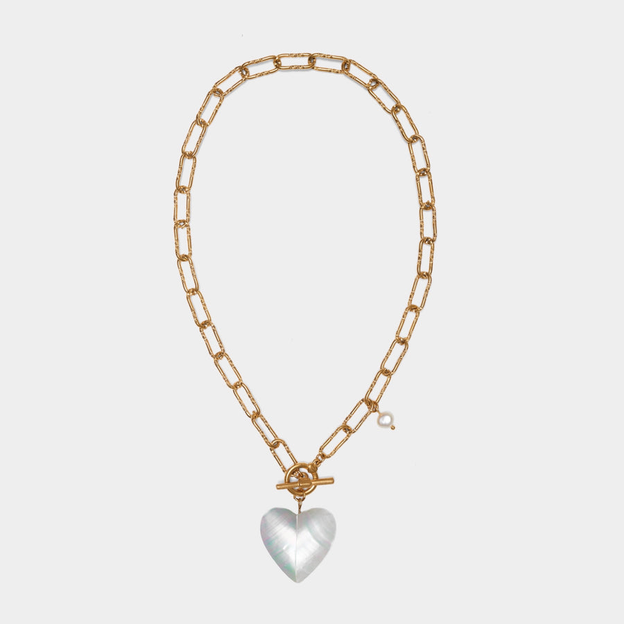 Initial Shelly Heart Chain Necklace
