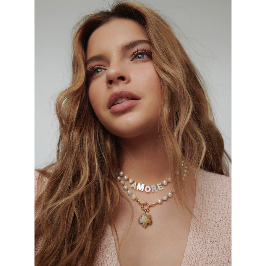 Flora Gemstone Pearl Necklace